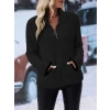 Kadın Uzun Kollu önden Fermuarlı Cepli Peluş Sweat