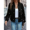 Kadın Uzun Kollu önden Fermuarlı Incili Kısa Modal Ceket