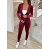 Kadın Uzun Kollu önden Fermuarlı Kadife Bluz Ve Pantolon Ikili Takım