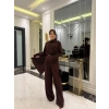 Kadın Uzun Kollu şal Detaylı Bluz Ve Pantolon Kemer Dahil Ikili Takım