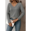 Kadın Uzun Kollu V Yaka Triko Bluz