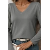 Kadın Uzun Kollu V Yaka Triko Bluz