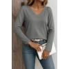 Kadın Uzun Kollu V Yaka Triko Bluz