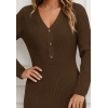 Kadın Uzun Kollu V Yakalı önden Düğmeli Kısa Triko Elbise