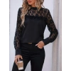 Kadın Uzun Kollu Yarı Balıkçı Yaka Dantelli Sandy Bluz