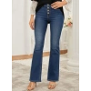 Kadın Yüksek Bel önden Düğmeli Cep Detay Ispanyol Paça Denim Pantolon
