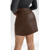 Kadın Yüksek Belli Yandan çivili Mini Deri Etek