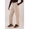 Kapama Cep Detaylı Krem Pantolon