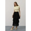 Katlı Kesim Uzun Etek  iyah