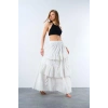 Katlı Pileli Etek  Ekru