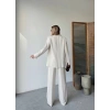 Keten Ceket Pantolon Ikili Takım  Beyaz