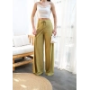 Keten Önü Çapraz Parçali asti̇kli̇ Ve Bağcikli Geni̇ş Paça Pantolon