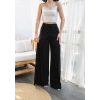 Keten Önü Çapraz Parçali Lasti̇kli̇ Ve Bağcikli Geni̇ş Paça Pantolon