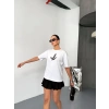 Kısa Kol Baskılı Tshirt  Beyaz