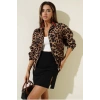 Leopar desenli astarlı ceket siyah t1192