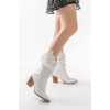 LS-1860 Beyaz Körüklü Kalın Topuklu Günlük Kadın Bot