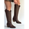 Meof Acı Kahve Cilt Topuklu Çizme