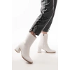 MSK-032 Beyaz Topuklu Fermuarlı Kadın Bot