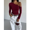 Omuz detaylı kollu bluz bordo f2336