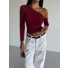 Omuz detaylı kollu bluz bordo f2336
