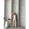 Pileli keten pantolon s255046