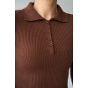 Polo Yaka 6 Düğmeli Kazak  KAHVE