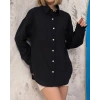 Relax fit keten gömlek siyah s255349