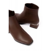 RM-500 Kahverengi Topuklu Fermuarlı Günlük Kadın Bot
