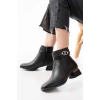 RM-502 Siyah Toka Aksesuarlı Topuklu Fermuarlı Günlük Kadın Bot
