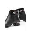 RM-502 Siyah Toka Aksesuarlı Topuklu Fermuarlı Günlük Kadın Bot