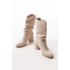 RS-2430 Bej Topuklu Körüklü Günlük Kadın Bot