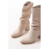 RS-2430 Bej Topuklu Körüklü Günlük Kadın Bot