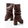 RS-2430 Kahverengi Topuklu Körüklü Günlük Kadın Bot