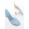 S-619 Bebe Mavi Rugan Şeffaf Bantlı Şeffaf Topuklu Yuvarlak Burunlu Kadın Terlik