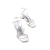 S-900  Gümüş Bantlı Taşlı Kalın Şeffaf Topuklu Kadın Ayakkabı