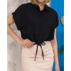 Sıfır kollu bağlamalı crop gömlek siyah s255359