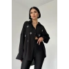 Siyah Taş İşlemeli Gömlek