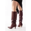 SR-2001 Bordo İnce Topuklu Günlük Bayan Çizme