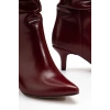 SR-2001 Bordo Kırışık İnce Topuklu Günlük Bayan Çizme