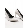 ST-001 Beyaz Rugan Günlük 9 cm Topuklu Bayan Stiletto Ayakkabı