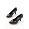 ST-001 Siyah Günlük 9 cm Topuklu Bayan Stiletto Ayakkabı