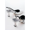 ST-002 Beyaz Rugan Günlük 7 cm Topuklu Bayan Ayakkabı