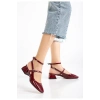 ST-003 Bordo Rugan Günlük 4 cm Topuklu Bayan Ayakkabı