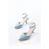 ST-004 Bebe Mavi Rugan Günlük 7 cm Topuklu Bayan Ayakkabı