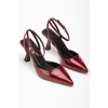 ST-004 Bordo Rugan Günlük 7 cm Topuklu Bayan Ayakkabı