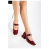 ST-006 Bordo Rugan Günlük 4 cm Topuklu Bayan Ayakkabı