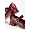 ST-006 Bordo Rugan Günlük 4 cm Topuklu Bayan Ayakkabı