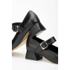 ST-006 Siyah Günlük 4 cm Topuklu Bayan Ayakkabı