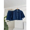Taş Detaylı Gömlek Şort Denim Takım 10175
