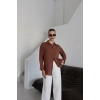 Tek cepli müslin gömlek kahve pt